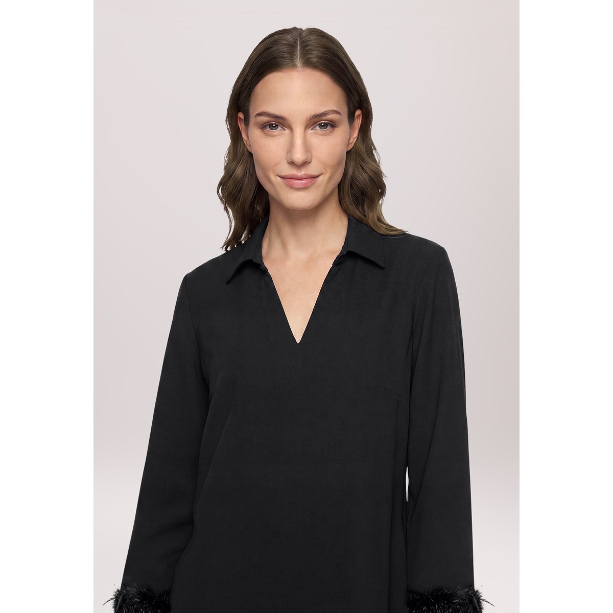 Robe-chemisier à patte de boutonnage noir, BETTY BARCLAY