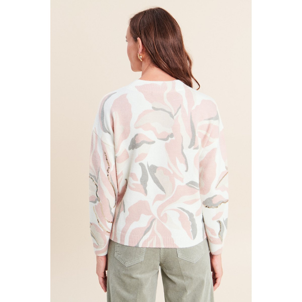Pull col rond à sequins rose, BREAL