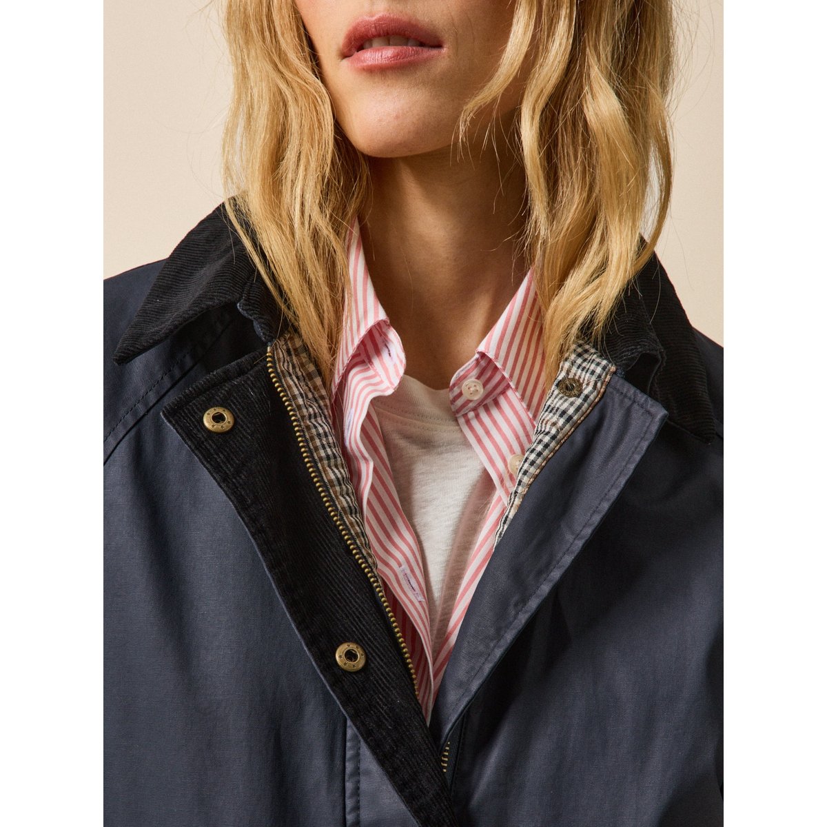 Veste coton enduit marine, CYRILLUS
