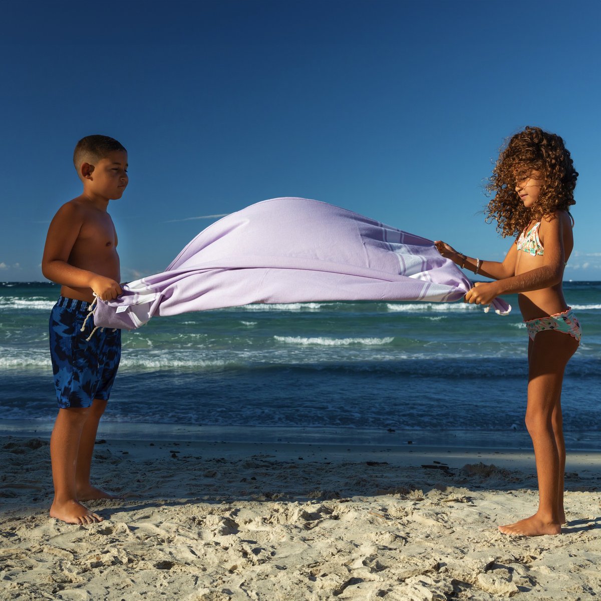 Mini fouta enfant 70x140 cm en coton recyclé Koh Lipe REVA COLLECTION violet, SEVIRA KIDS