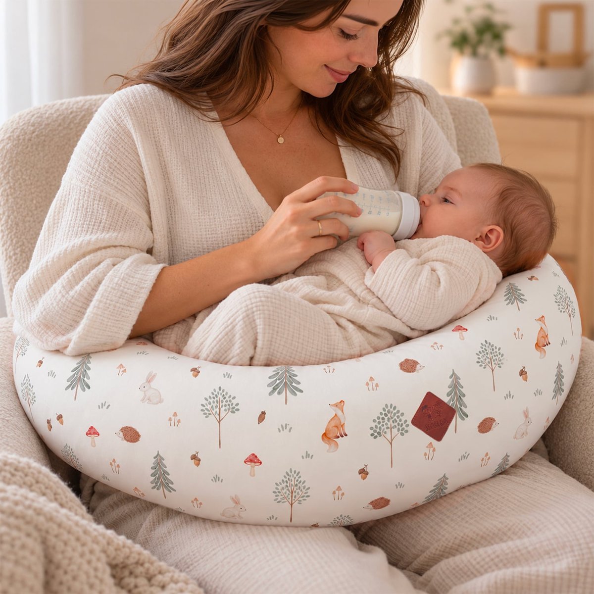 Coussin de maternité et d'allaitement + housse FOREST écru, SEVIRA KIDS