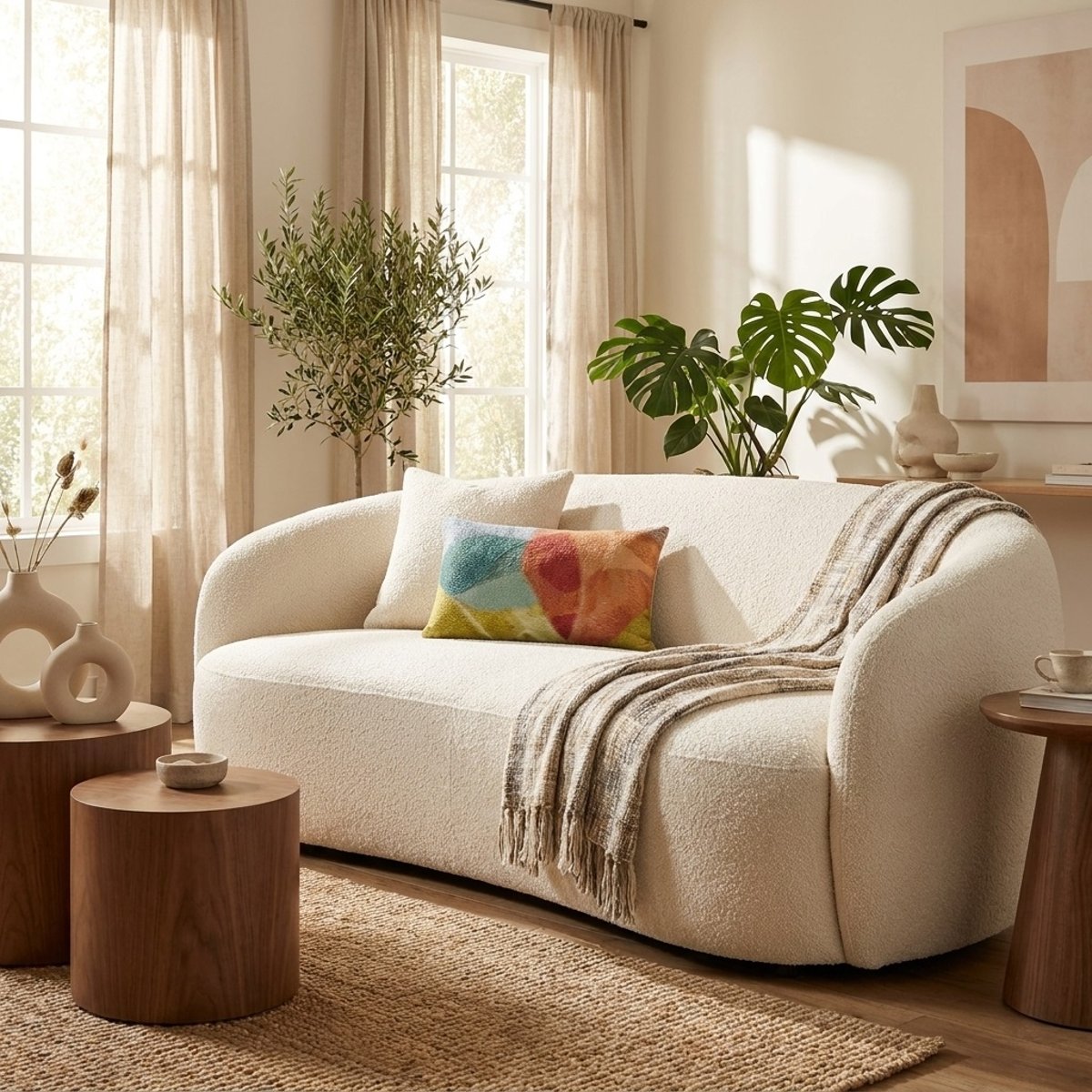 Coussin brodé Envolée Douce multico, EDEN
