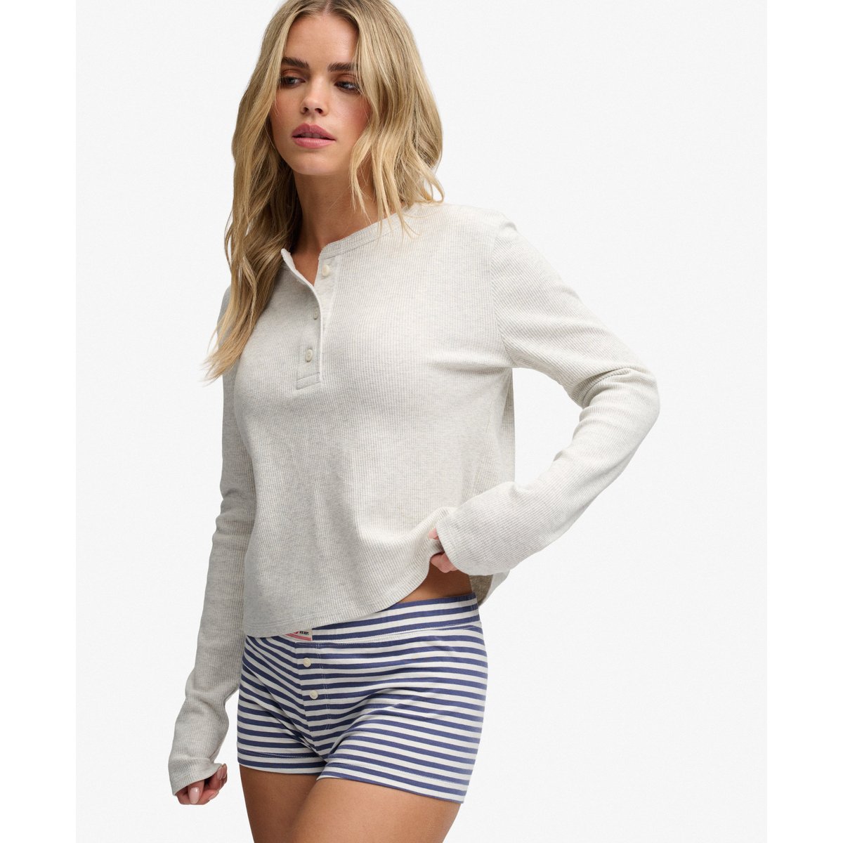Top Athletic Essential Gaufré Coupe Ajustée beige avoine chiné, SUPERDRY