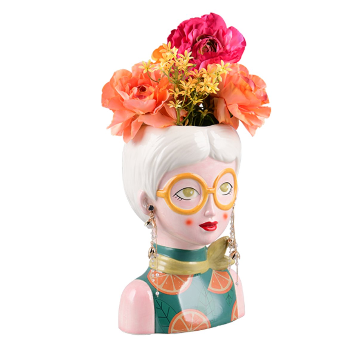 Vase décoratif visage - EDITHA vert, BOITE A DESIGN