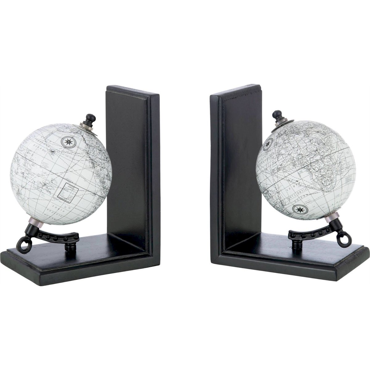 Serre-livre globe en bois gris et noir, RECOLLECTION