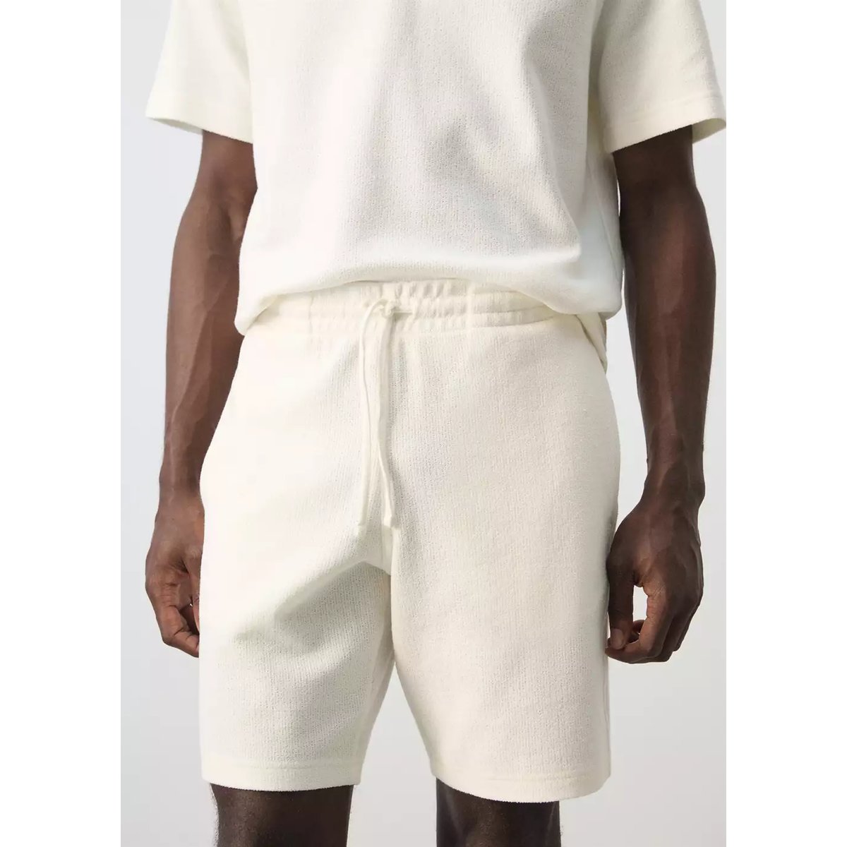 Bermuda coton texturé cordon blanc, MANGO MAN