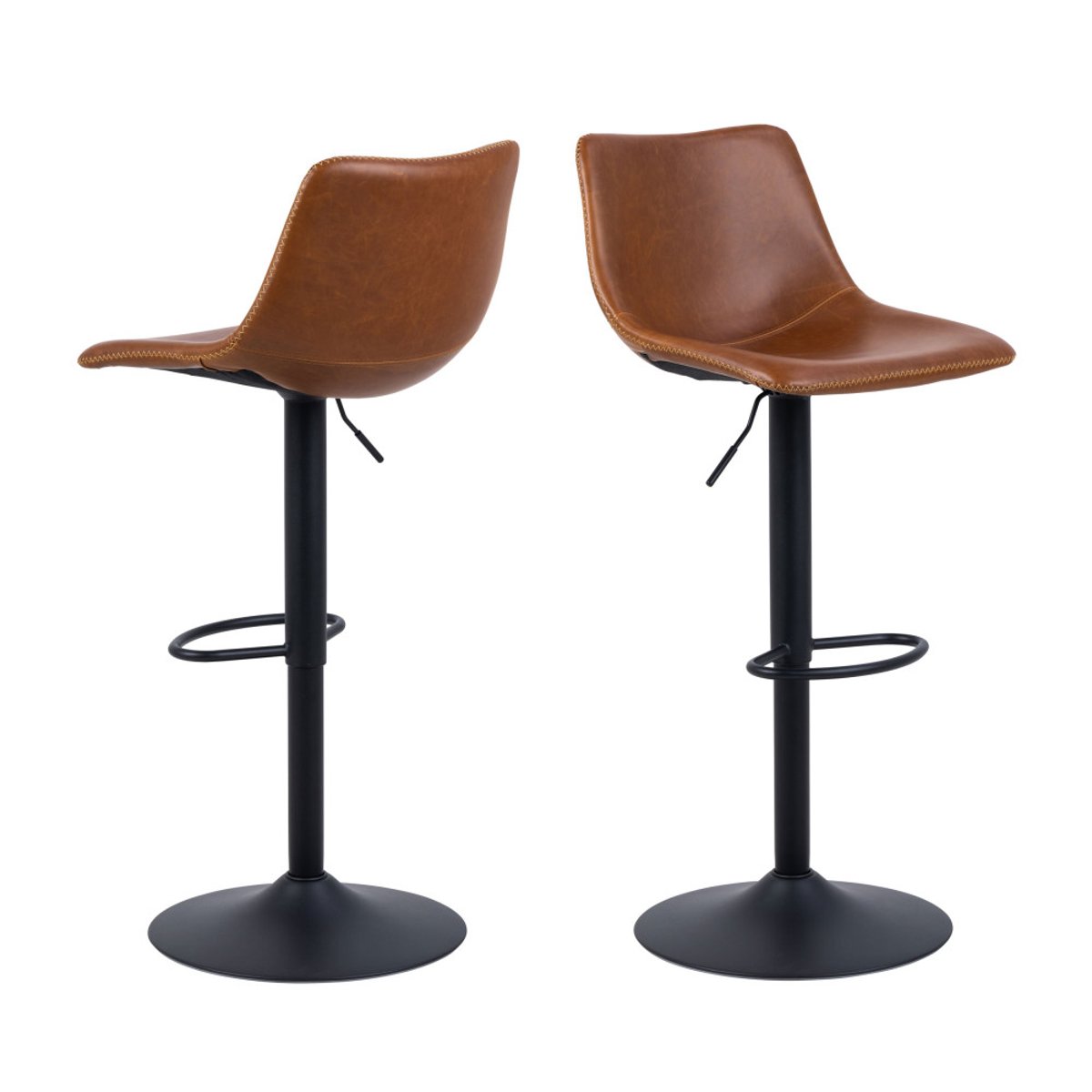 Tabouret de bar réglable en simili et métal H61-83cm- ANARTIA marron, DRAWER