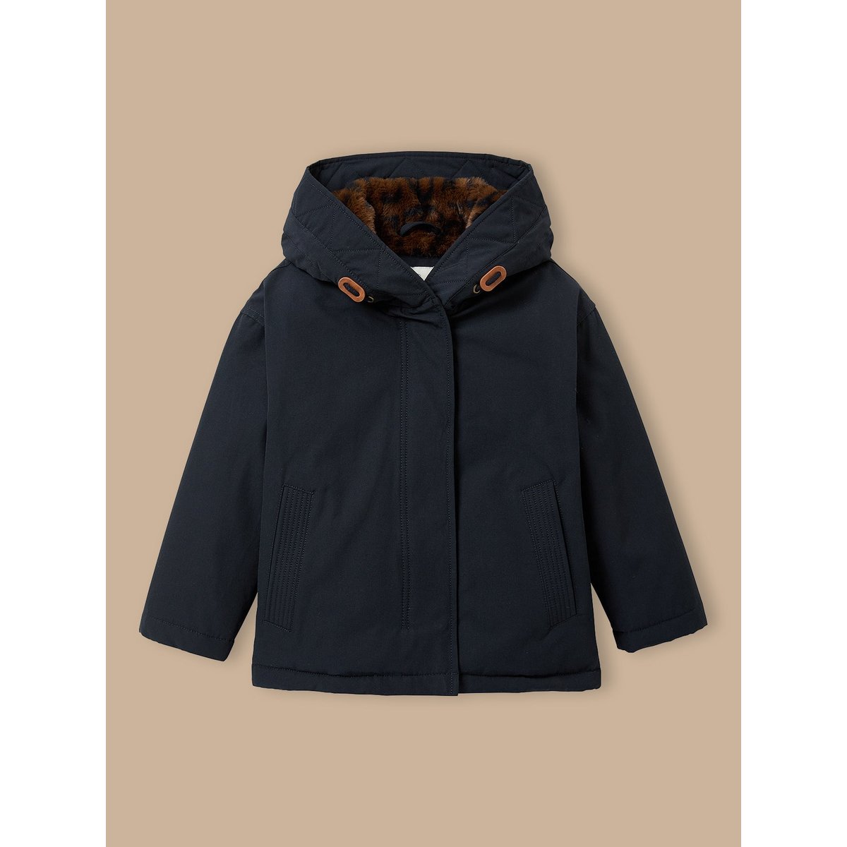 Parka doublée léopard marine, CYRILLUS
