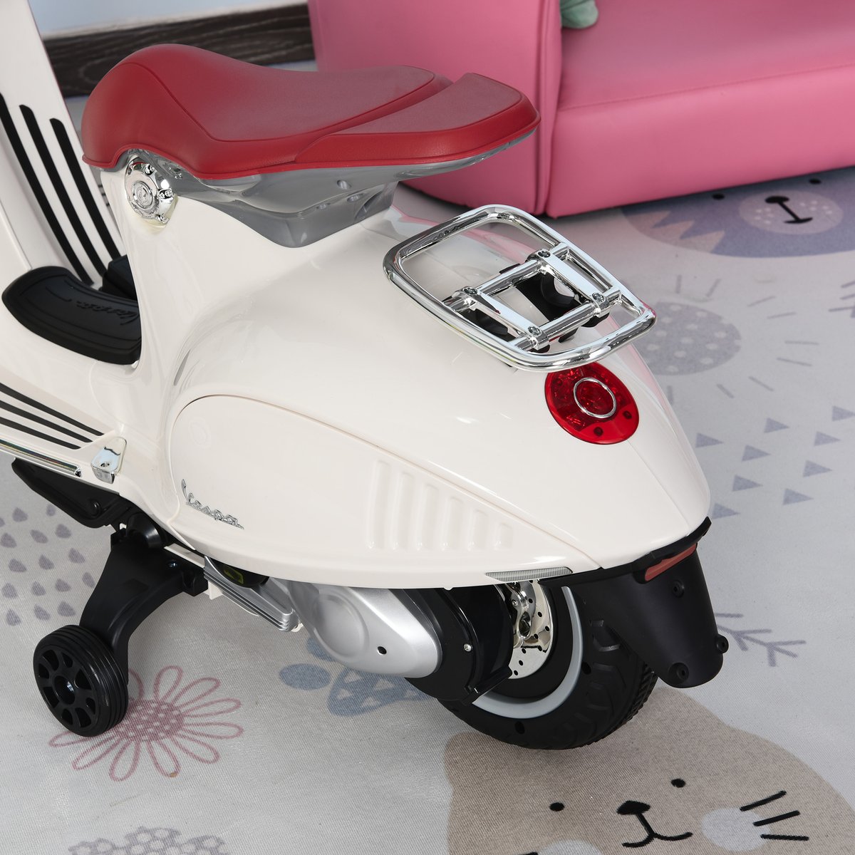 Moto électrique à conducteur assis PP Rose crème, HOMCOM