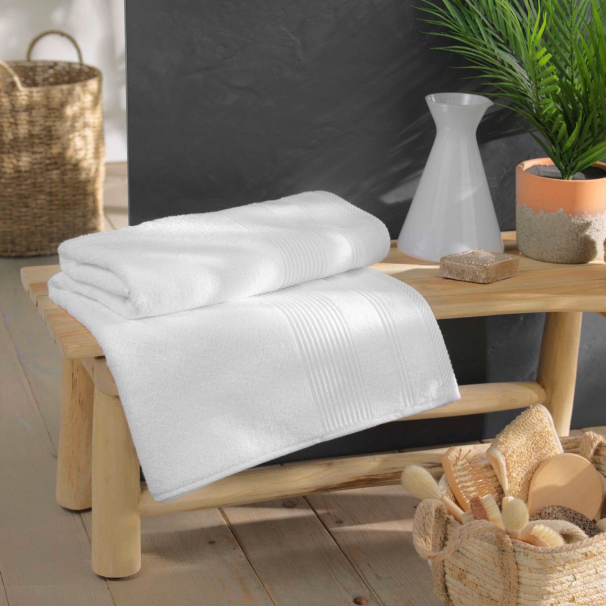 Serviette de Toilette en Coton Tendresse blanc, EDEN