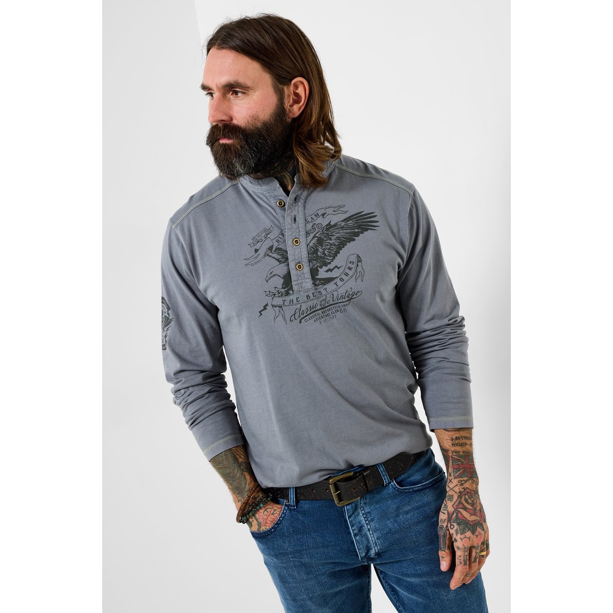 T-shirt motif aigle détente gris, JOE BROWNS