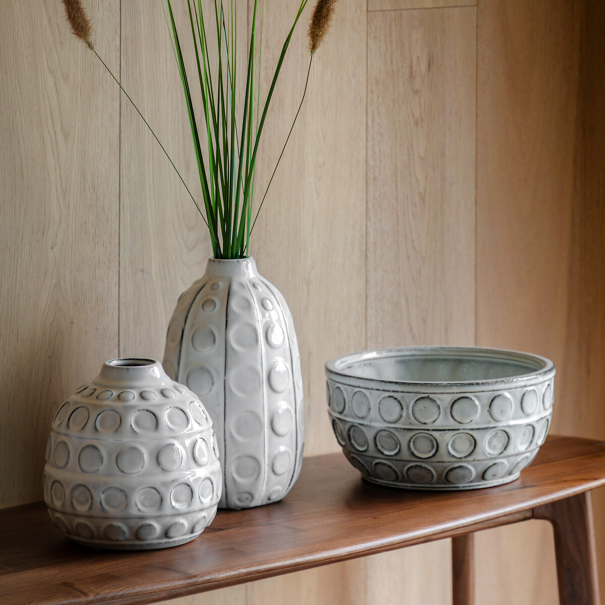 Kusama 26cm Dotted Ceramic Vase grey, ÉDITÉ
