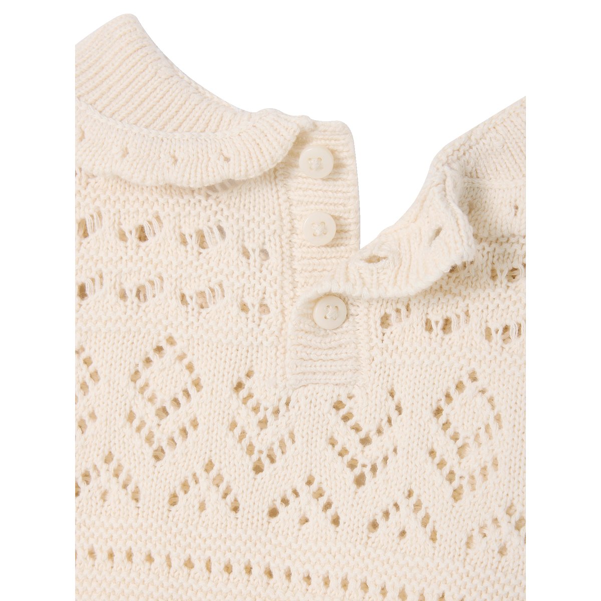 Pull bébé manches en crochet vanille, VERTBAUDET