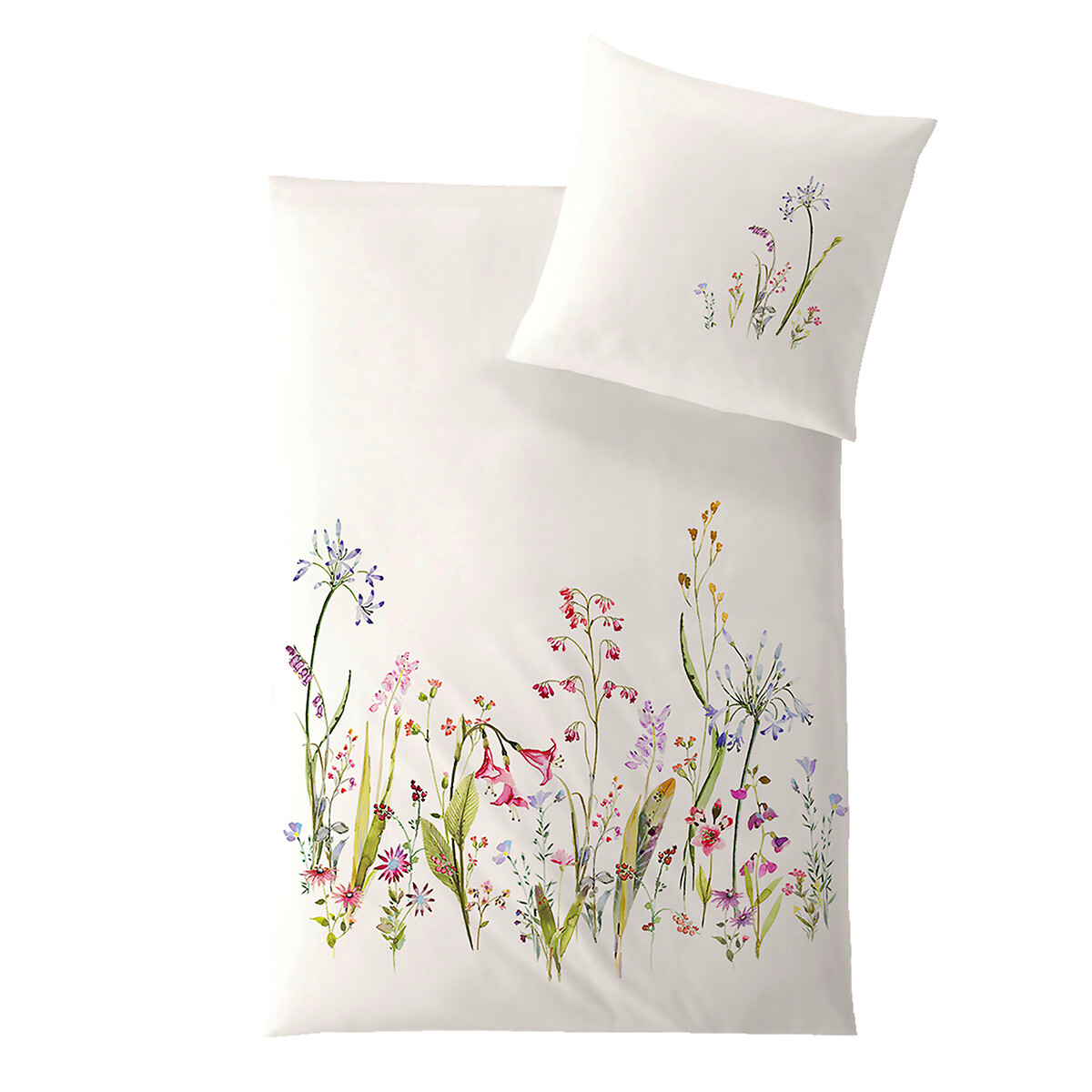 Fourre de duvet - Cellulose avec motif - Fleur + Taie(s) 65*65 blanc, EUROPE & NATURE