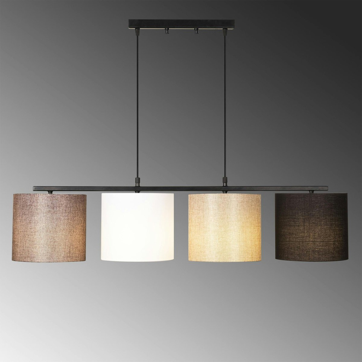 Suspension de table moderne, 4 abat-jour tons naturels ZURICH beige, PIER IMPORT