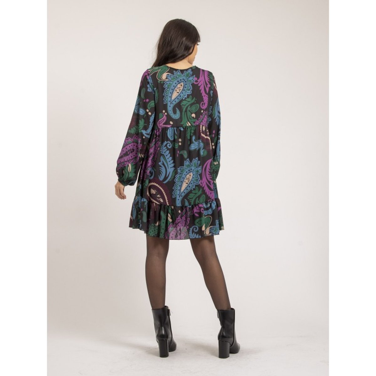 Robe Courte Motifs Illona noir, DONA LISA