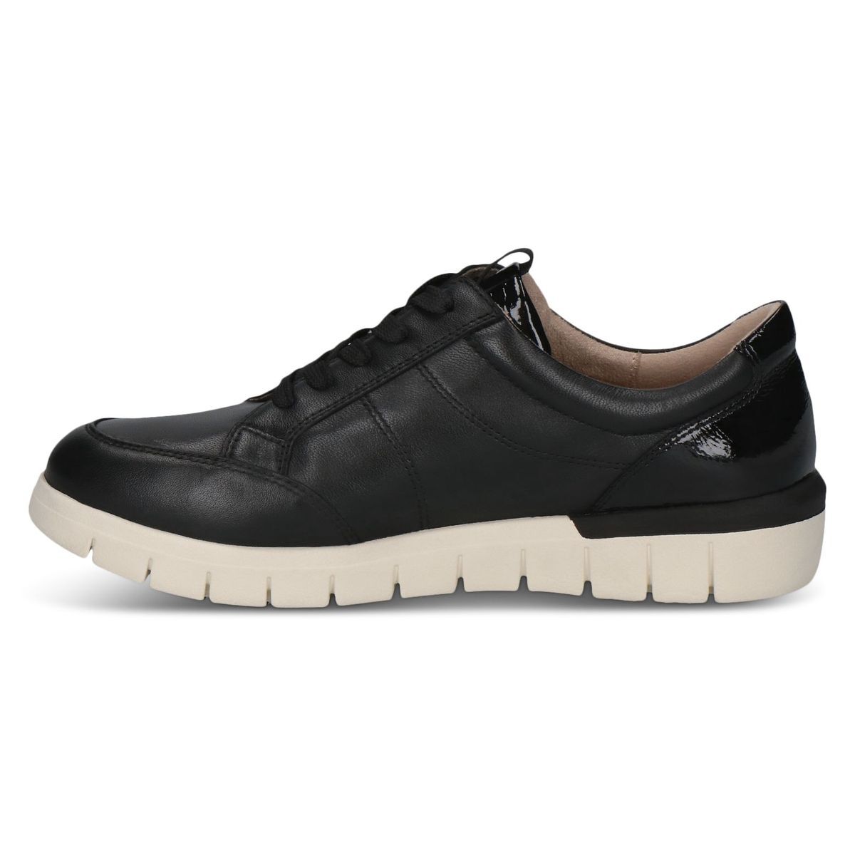 Basket en cuir noir zèbre, CAPRICE
