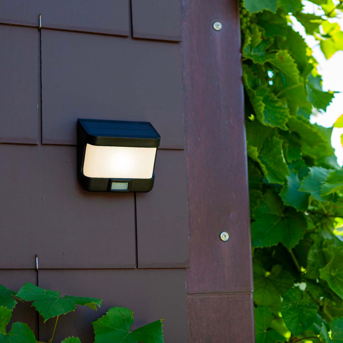 Applique murale solaire TRY SOLAR matt black, LUMISKY