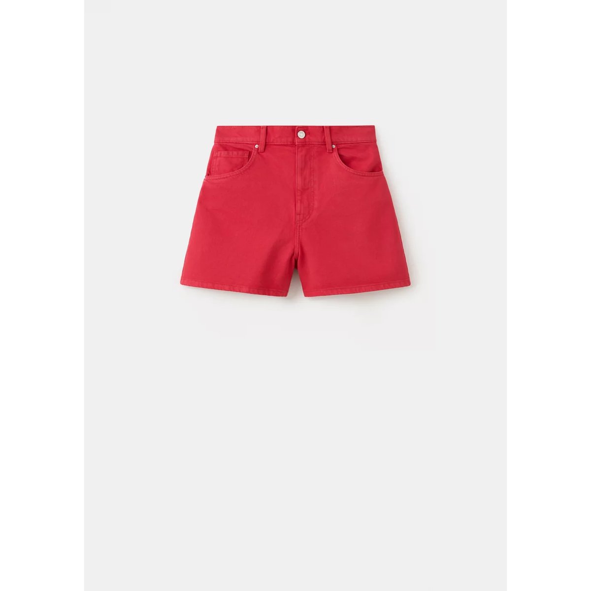 Short jean taille haute rouge, MANGO