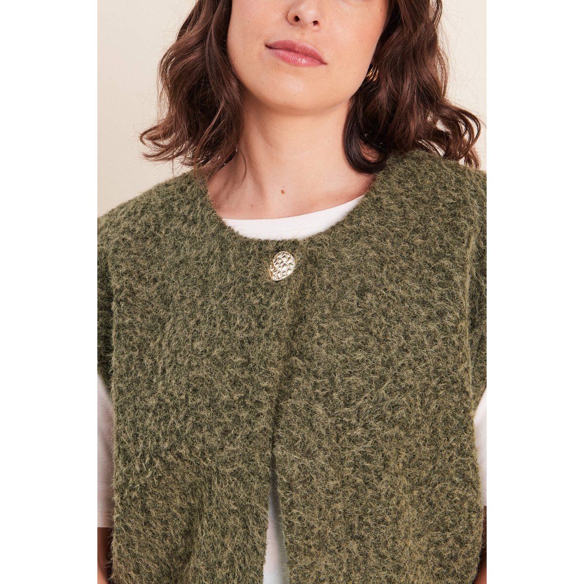Gilet ample sans manches vert kaki, BREAL