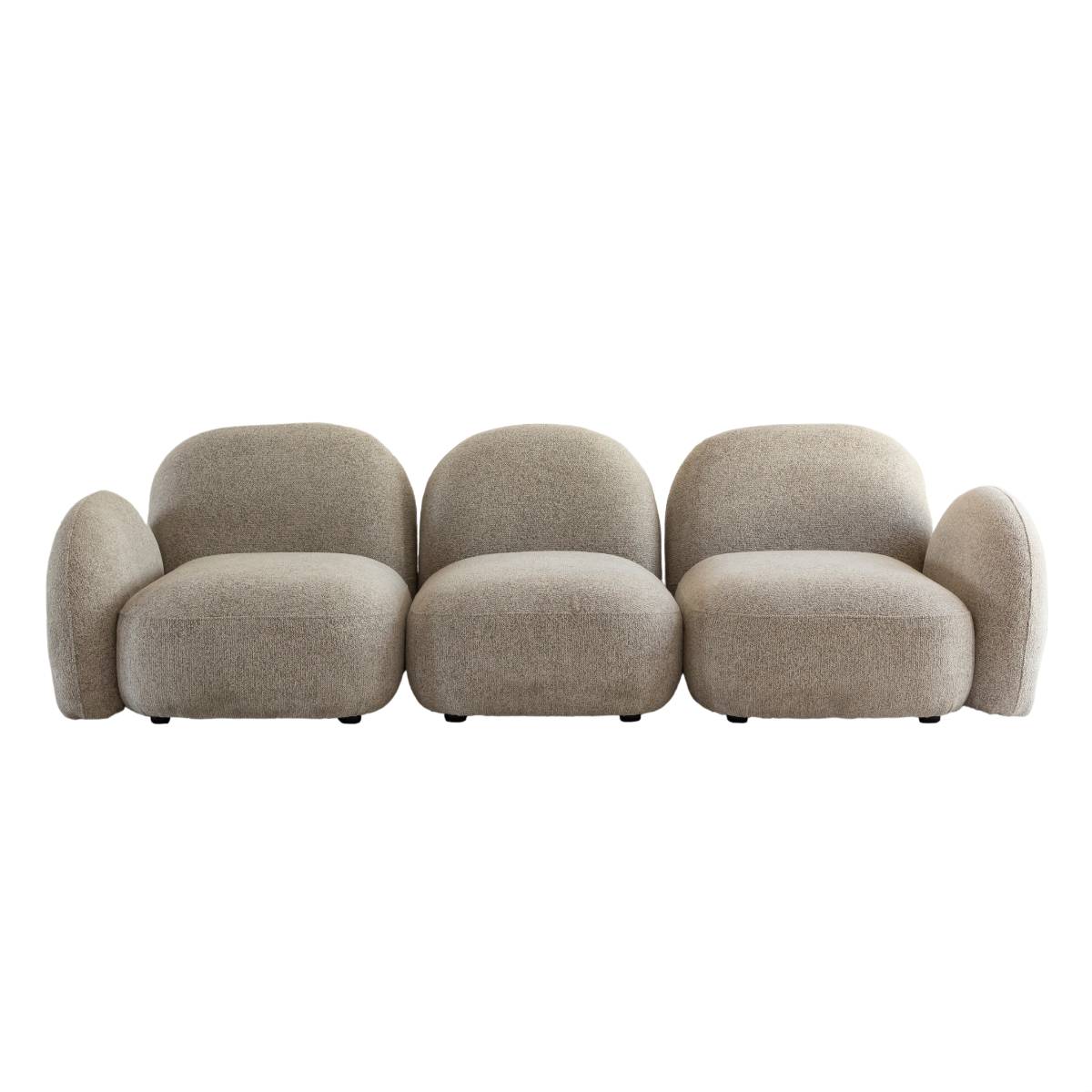 Canapé en tissu bouclette CALYA gris, MADE IN MEUBLES 