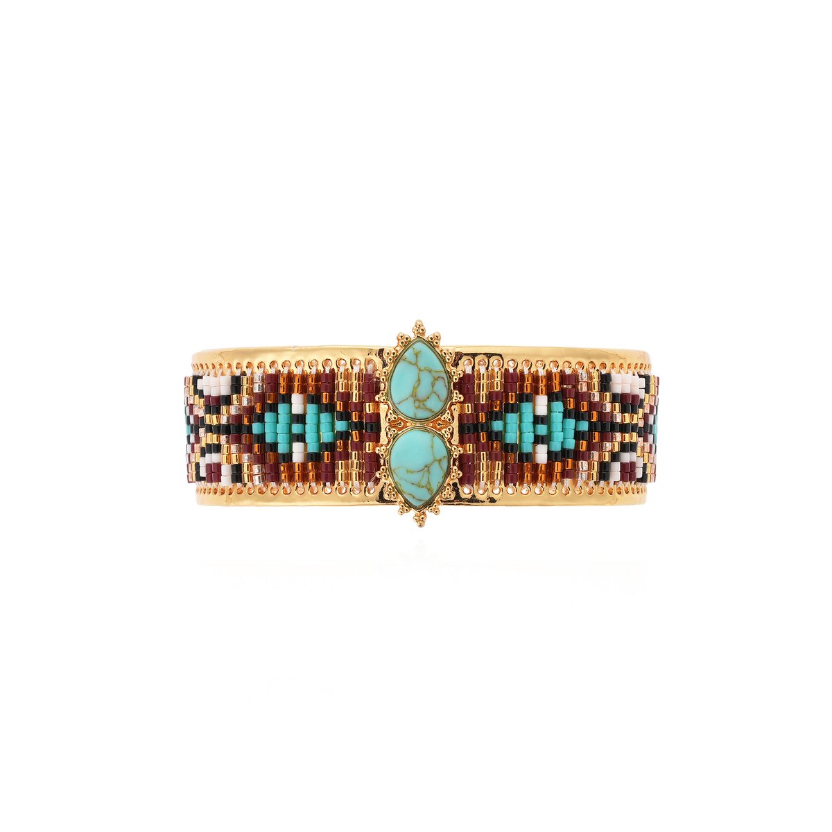 Bracelet jonc avec perles tissées FRISCO turquoise, HIPANEMA
