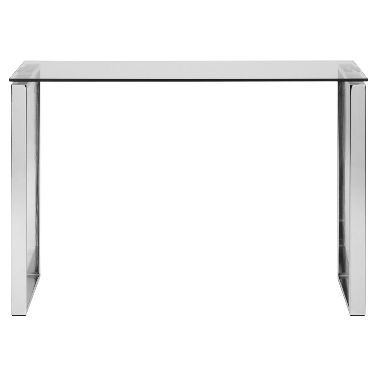 Console avec plateau verre et pieds chromés APOLLINE argent, TOILINUX