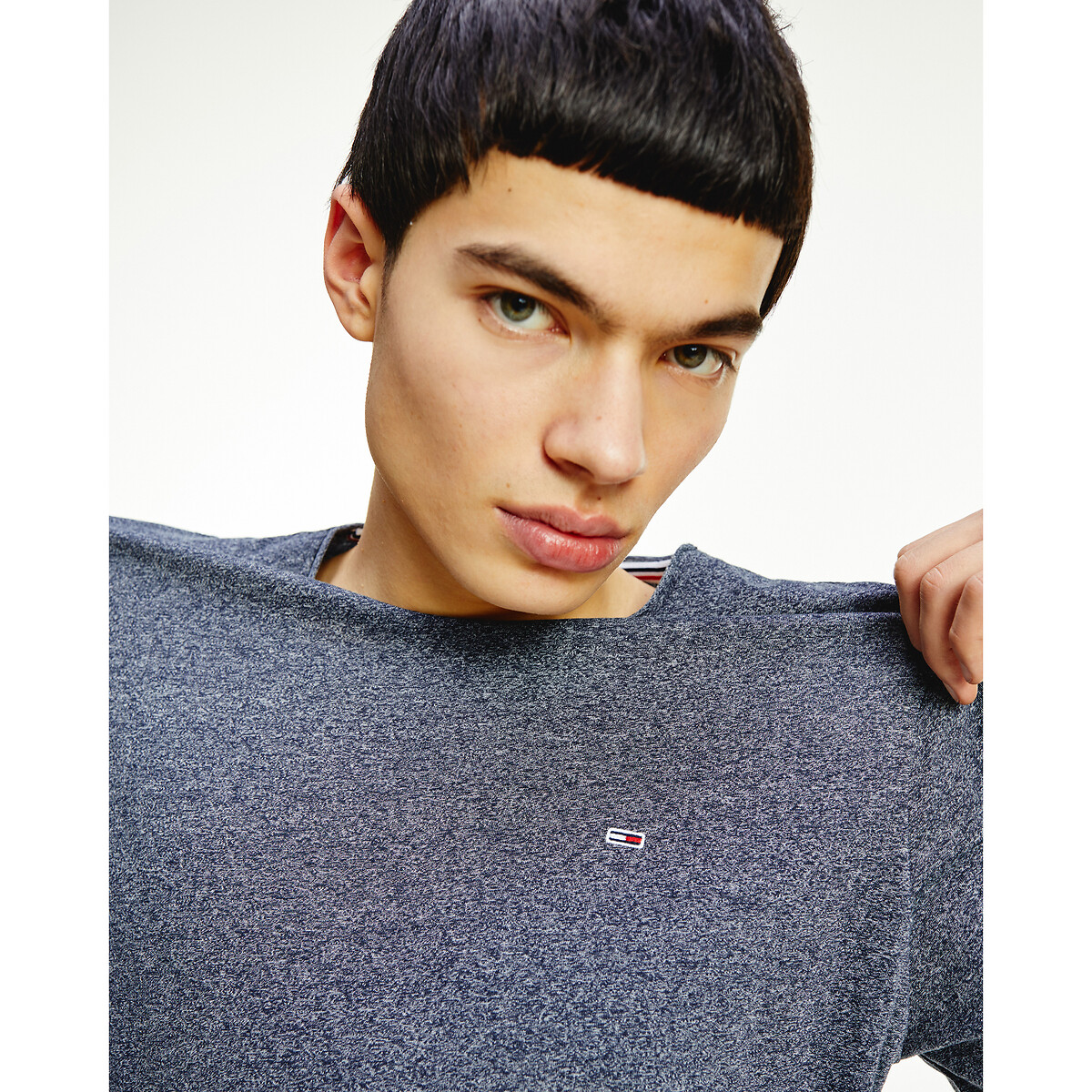 T-Shirt mit rundem Ausschnitt Original blau meliert            , TOMMY JEANS