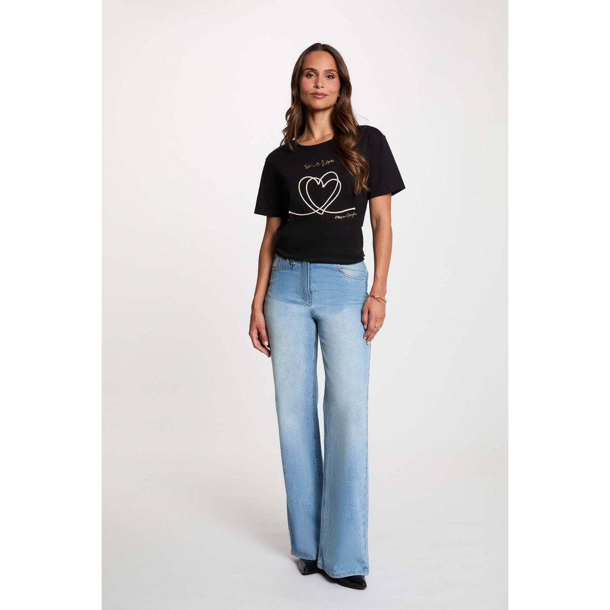 T-shirt brodé noir, MORGAN