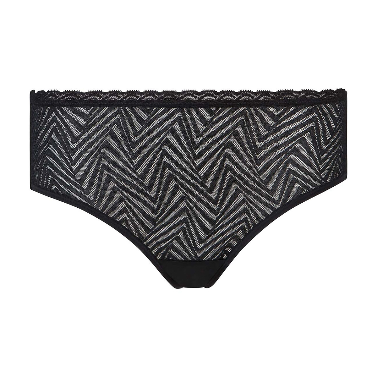 Midi slip in grafisch kant Ideal Posture zwart, PLAYTEX