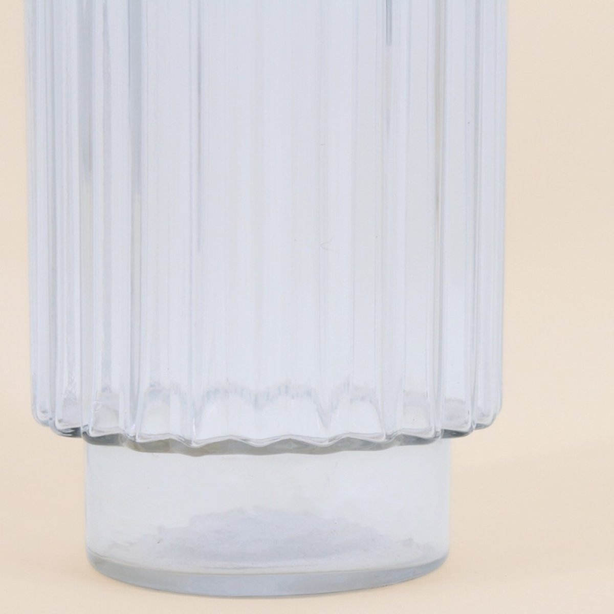 Vase en verre épais strié style moderne, H25cm transparant, ORNAMI