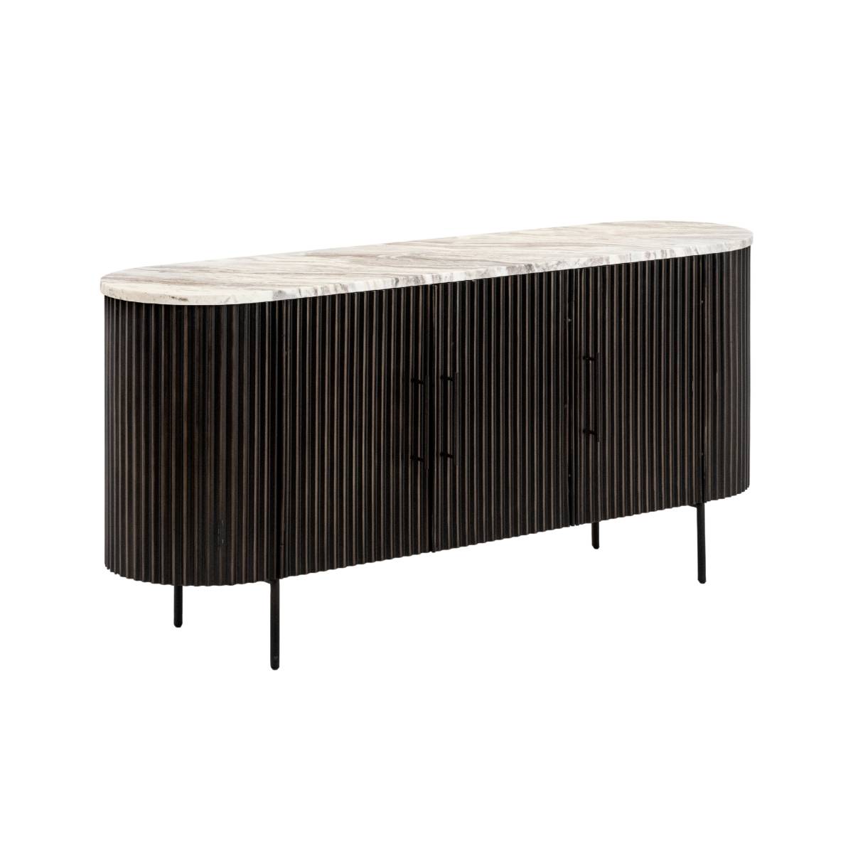 Buffet en métal et marbre ORLANDO noir, MADE IN MEUBLES