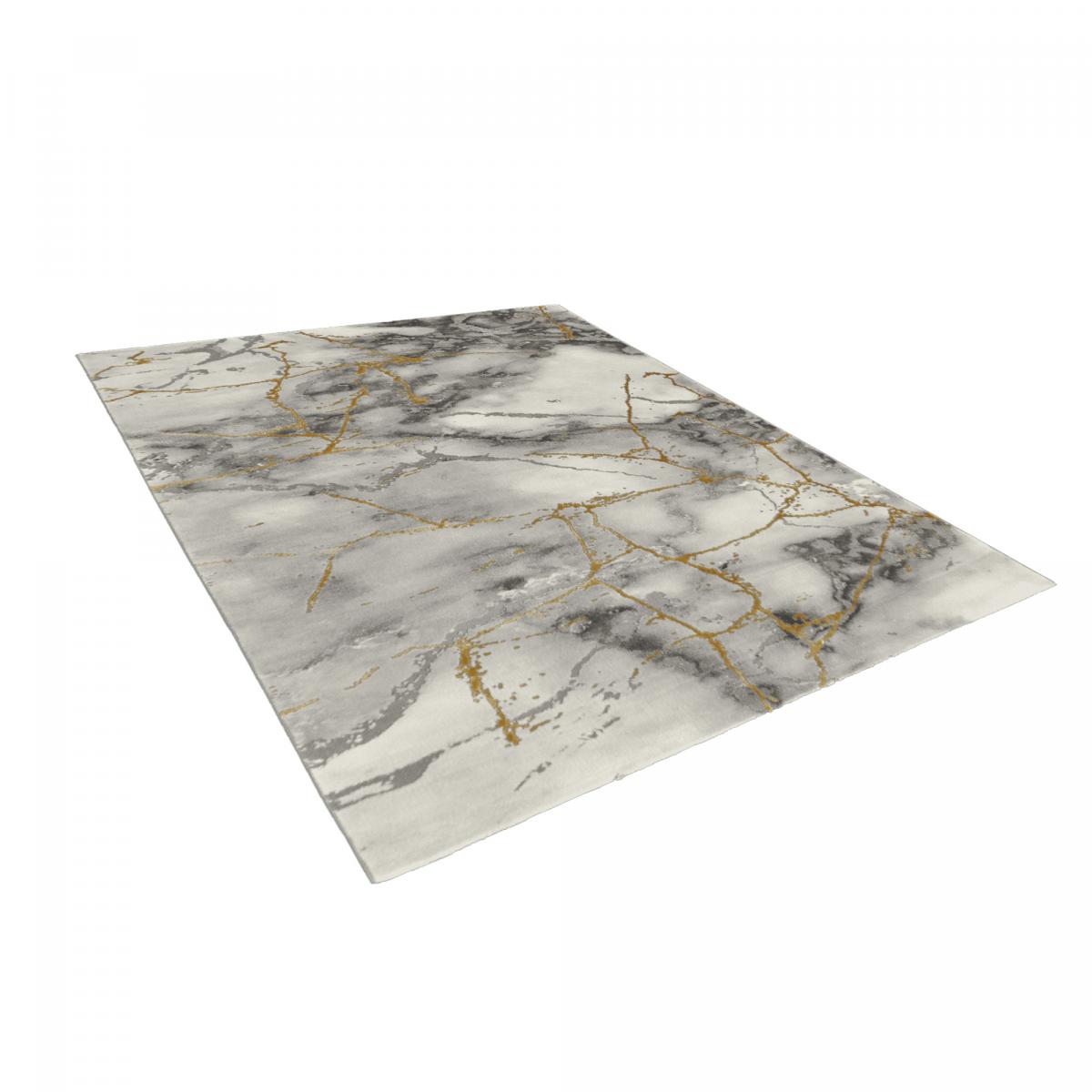 Tapis Chambre tissé motif abstrait MARBAL gris, or, UN AMOUR DE TAPIS