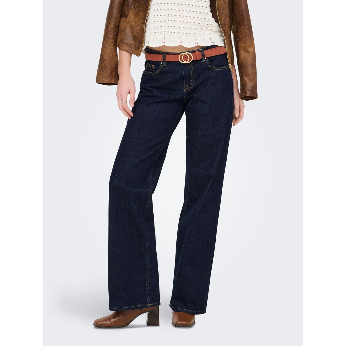 Jean À Jambe Large dark blue denim, ONLY