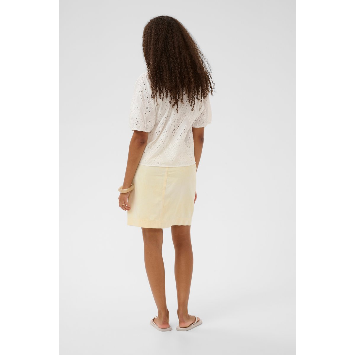 Blouse à manches courtes blanc snow white, CREAM