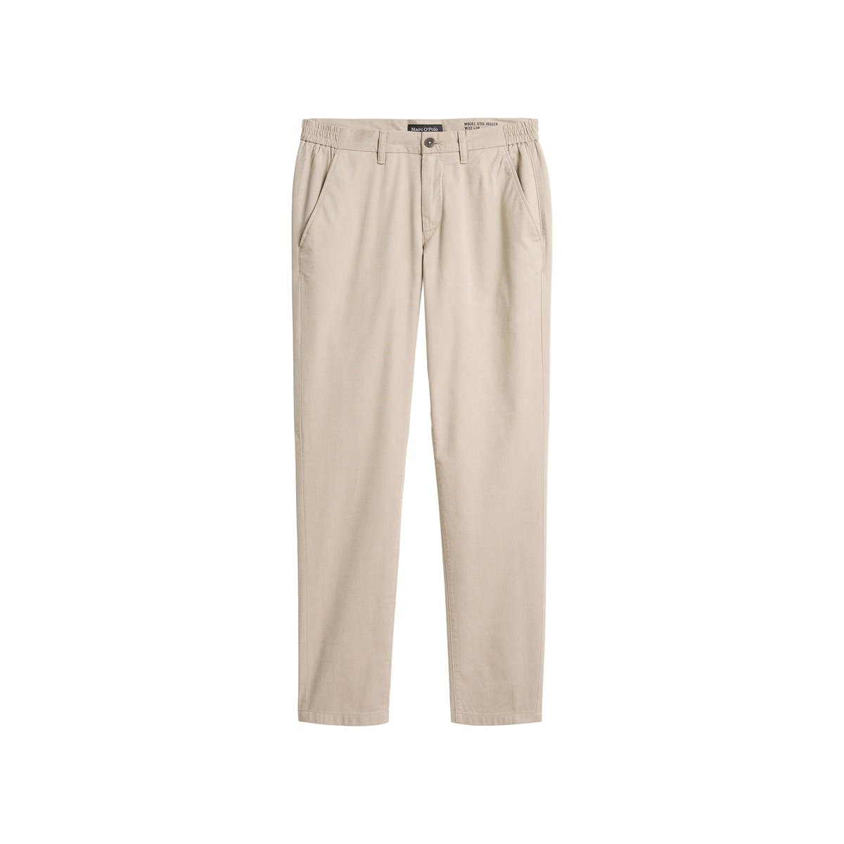 Pantalon modèle Stig Jogger shaped en Two-Tone Organic Cotton Stretch beige, MARC O'POLO