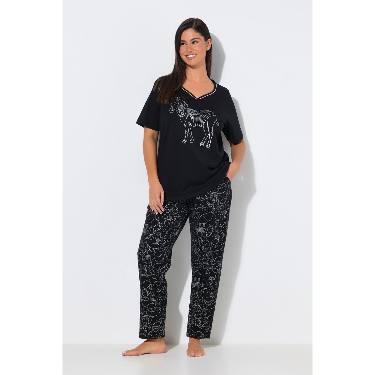 Pyjama, motif zèbre noir, ULLA POPKEN