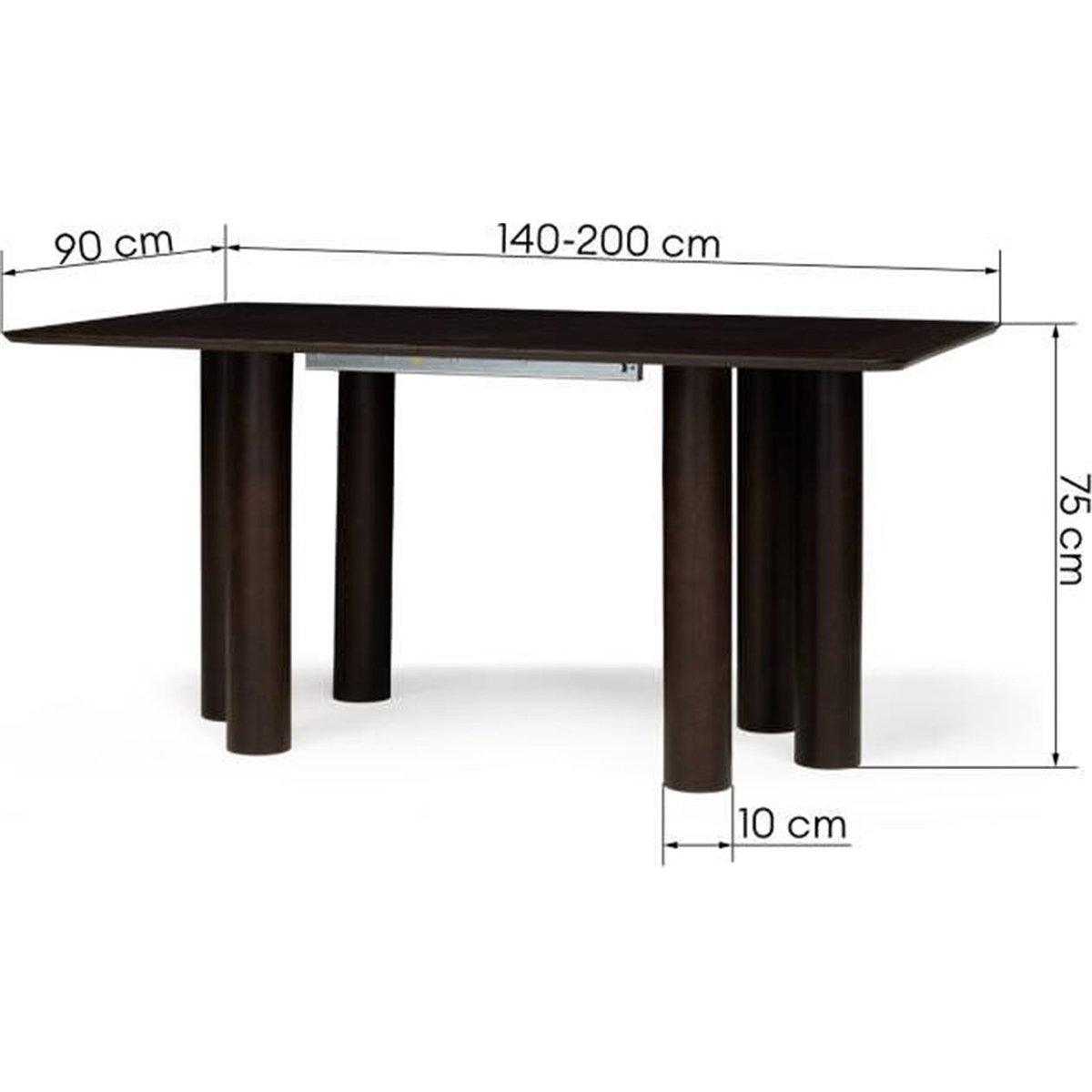 Table extensible arrondie en bois de hêtre noyer, RECOLLECTION