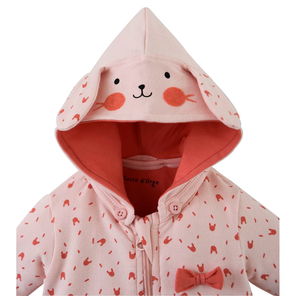 Combinaison a capuche bebe fille rose, SUCRE D'ORGE