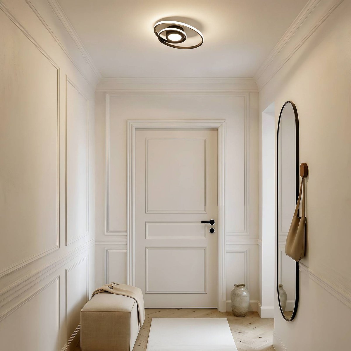 Plafonnier en métal moderneLED, Thalina noir, blanc, transparent, LINDBY