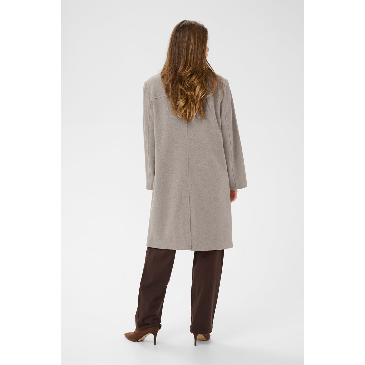 Manteau beige brown lentil melange, CREAM