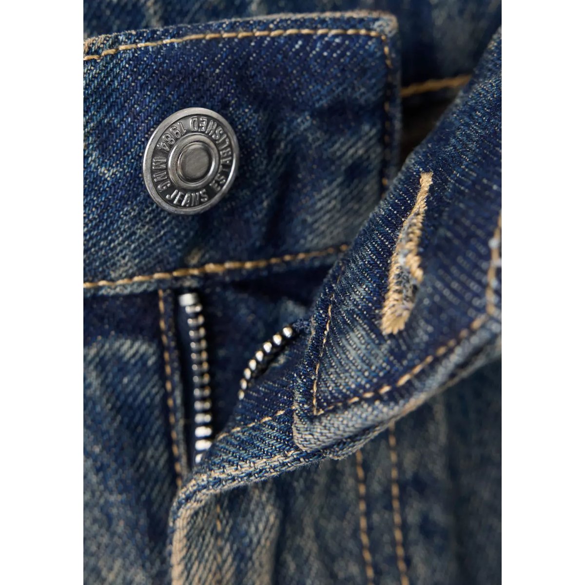 Jean droit taille haute bleu foncé vintage, MANGO