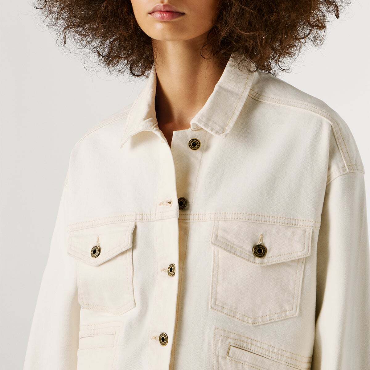 Veste À Coupe Décontractée En Denim écru propre, PEPE JEANS