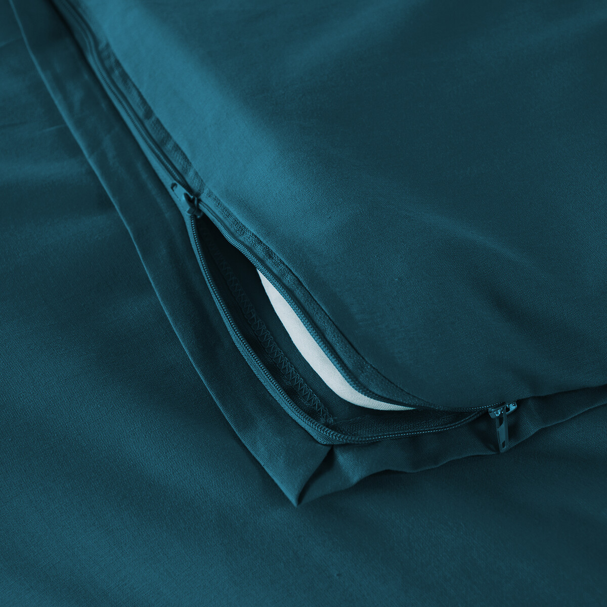 Housse de couette zippée unie en coton, Scénario bleu de prusse, LA REDOUTE INTERIEURS