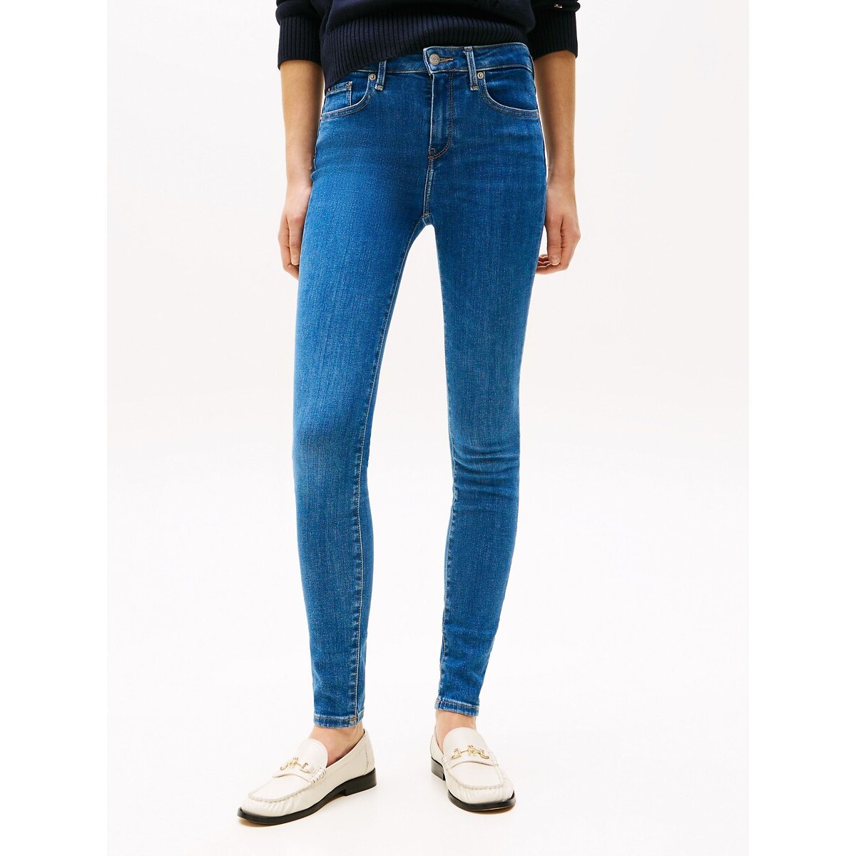 Jean skinny à taille mi-haute bleu délavé, TOMMY HILFIGER