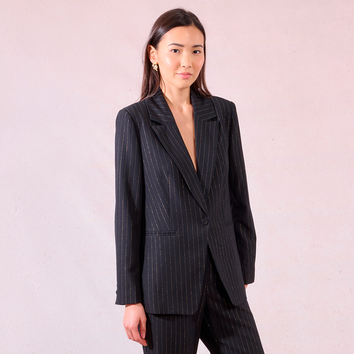 Gold Striped Blazer black, MOLLY BRACKEN