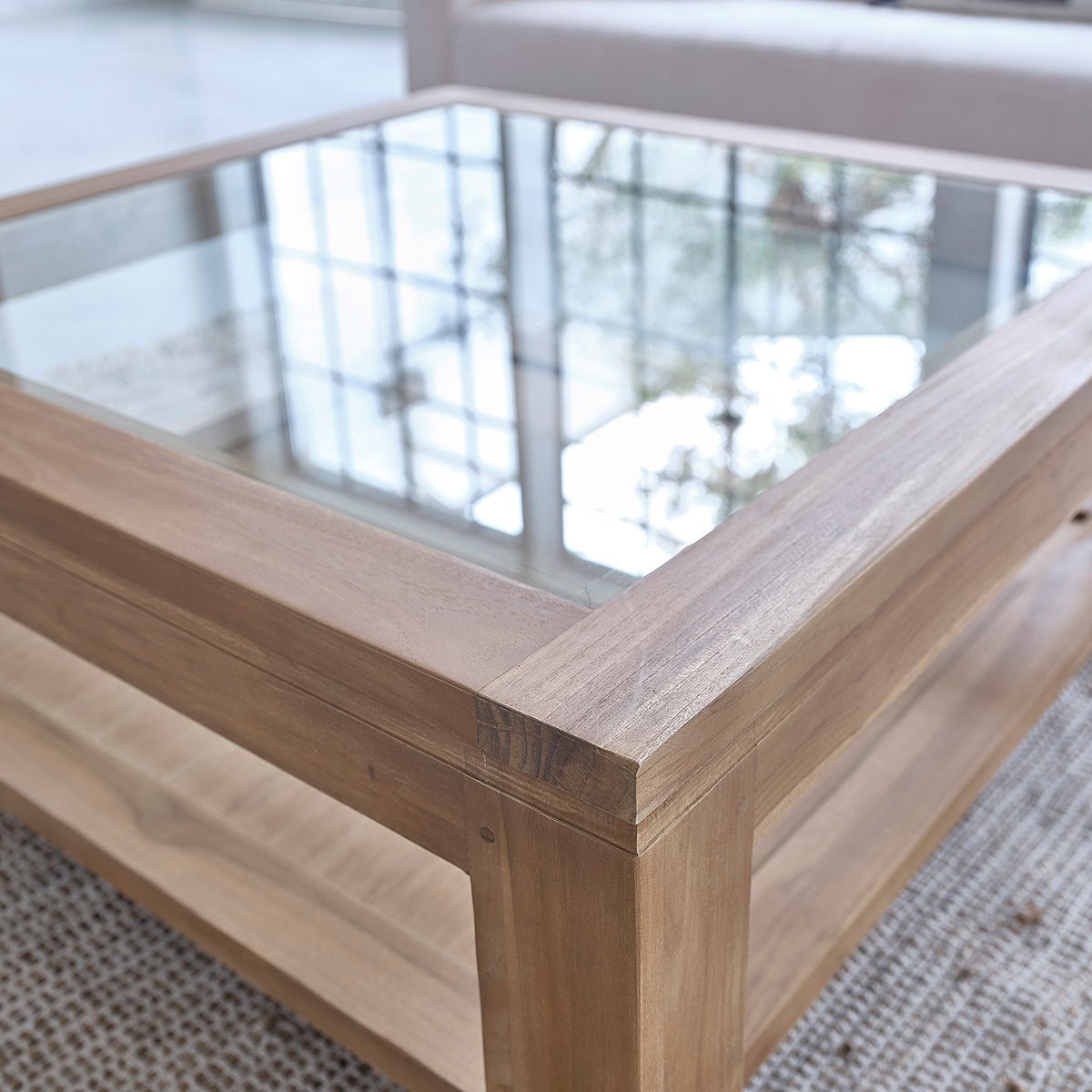 Table basse en teck massif 100 cm double plateau  BOSTON naturel, BERAH GETAH