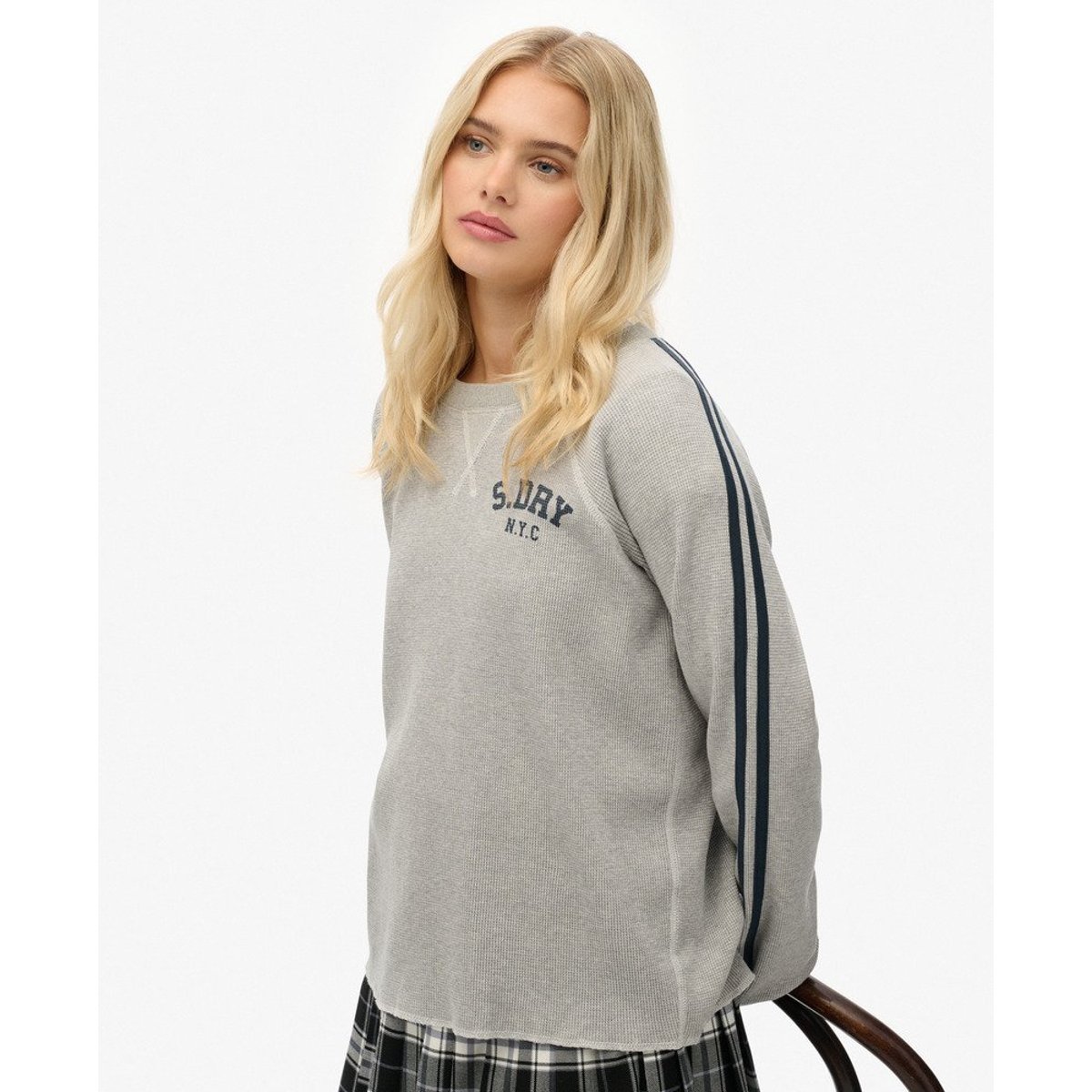Haut à manches longues et motif Athletic Essentials gris chiné, SUPERDRY