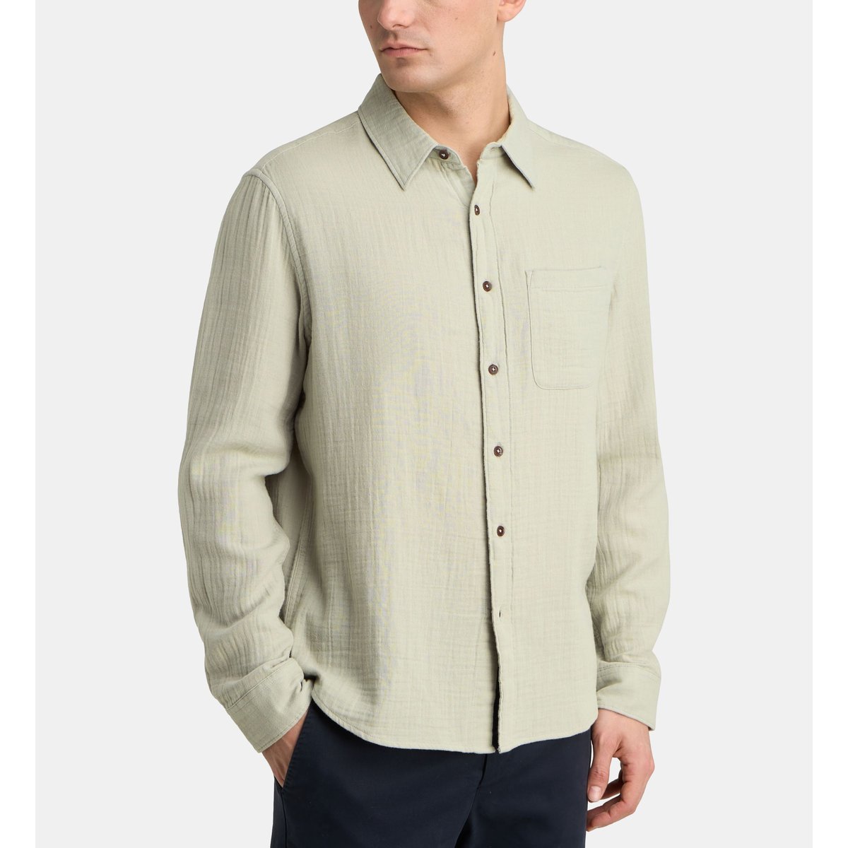Chemise sirvoil en coton vert, GALERIES LAFAYETTE