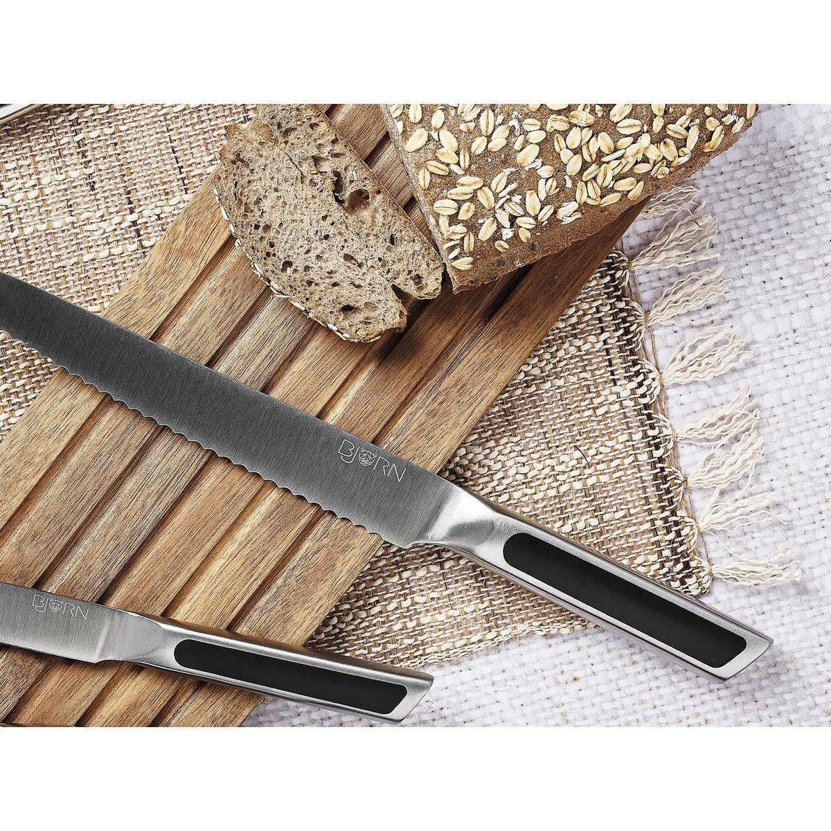 Lot de 6 couteaux de cuisine en inox, NUDE inox et noir mat, BJORN